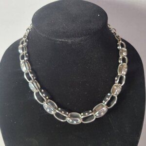 White House Black Market Silver-Tone Rhinestone Accented Chain Necklace